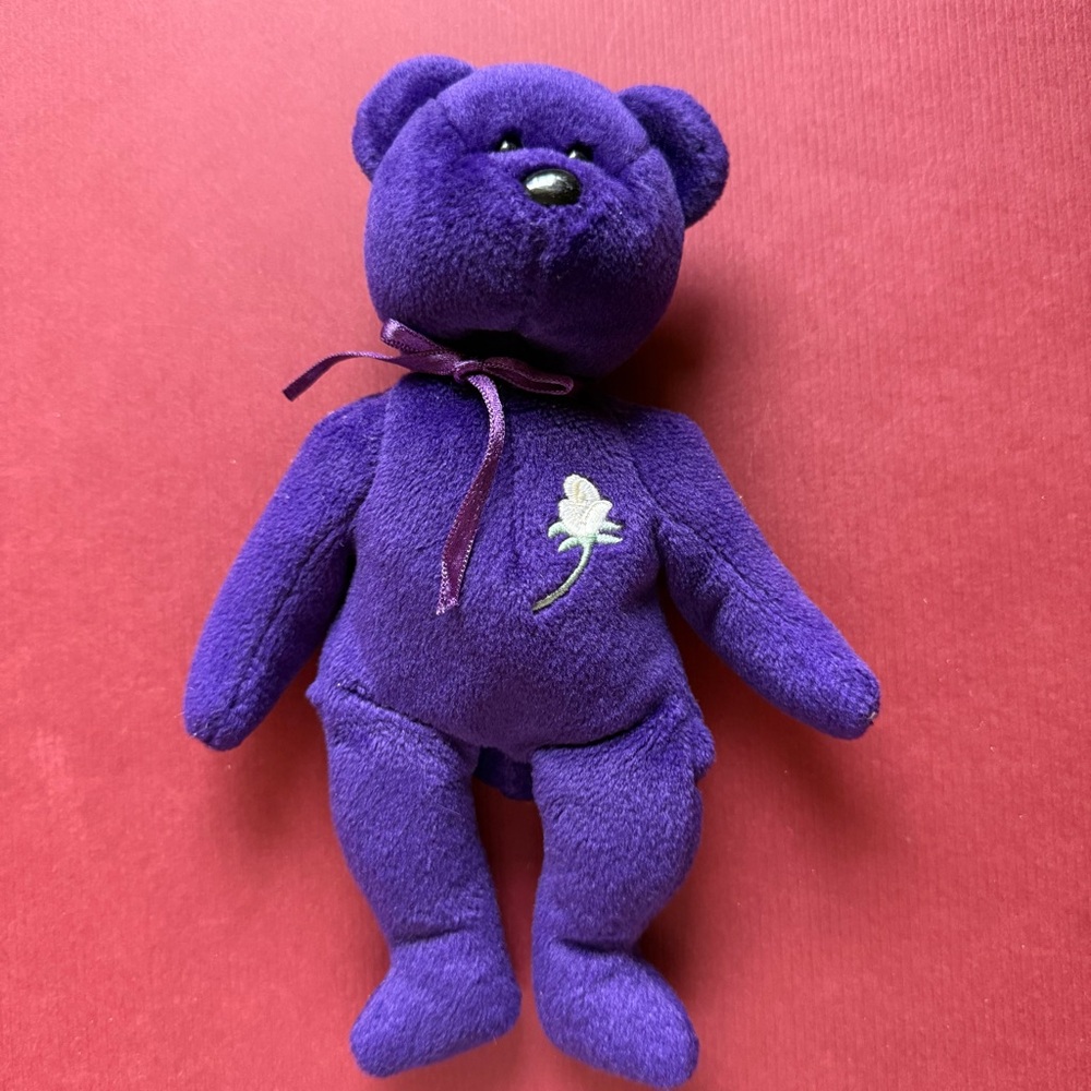 TY Beanie Baby Princess bear, a tribute to Princess Diana.